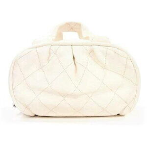 Chanel diamond quilted handbag Ivory White tote bag black
